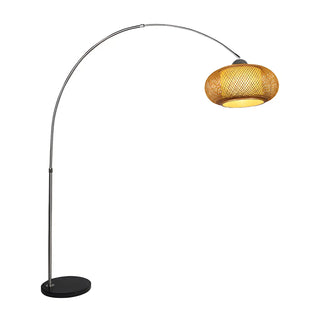 Natural Adjustable Woven Dome Shade Arc Floor Lamp Zawala Image - 11