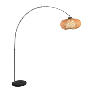 Natural Adjustable Woven Dome Shade Arc Floor Lamp Zawala Image - 12
