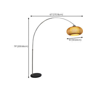 Natural Adjustable Woven Dome Shade Arc Floor Lamp Zawala Image - 14