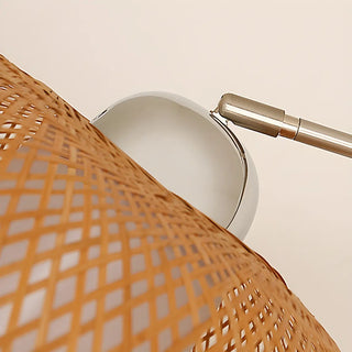 Natural Adjustable Woven Dome Shade Arc Floor Lamp Zawala Image - 8