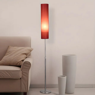 Adjustable Height Red Cylinder Fabric LED Floor Lamp Zawala Image - 1