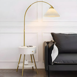 ZOWALA - Modern Adjustable Cone Bedside Side Table Floor Lamp Image - 2
