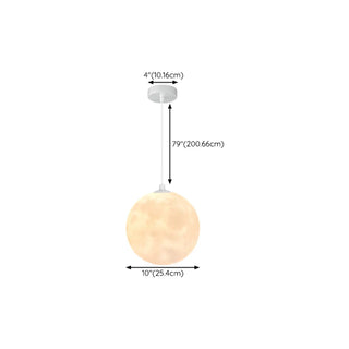 ZOWALA - Contemporary Moon Adjustable Living Room White Pendant Light Image - 17