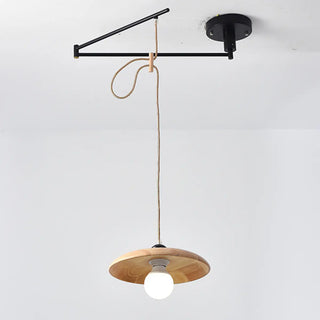 ZOWALA - Contemporary Cone Metal Adjustable Height Wood Pendant Light Image - 10