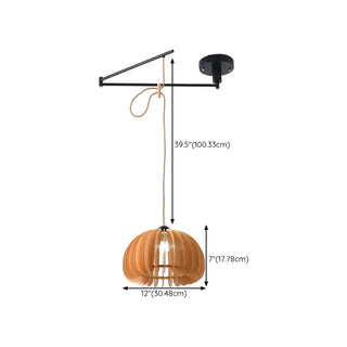 ZOWALA - Contemporary Cone Metal Adjustable Height Wood Pendant Light Image - 17