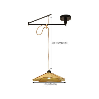 ZOWALA - Contemporary Cone Metal Adjustable Height Wood Pendant Light Image - 18
