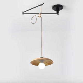 ZOWALA - Contemporary Cone Metal Adjustable Height Wood Pendant Light Image - 5