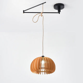 ZOWALA - Contemporary Cone Metal Adjustable Height Wood Pendant Light Image - 7