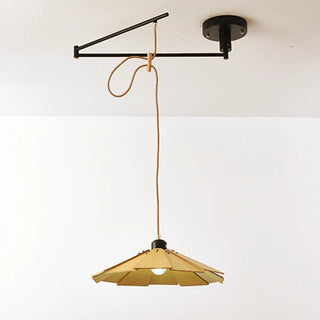 ZOWALA - Contemporary Cone Metal Adjustable Height Wood Pendant Light Image - 8