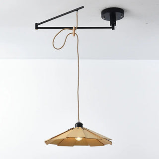 ZOWALA - Contemporary Cone Metal Adjustable Height Wood Pendant Light Image - 9