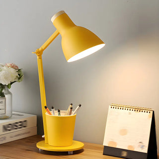 Simple Yellow Metal Adjustable Table Lamp with Pen Holder Zawala Image - 1