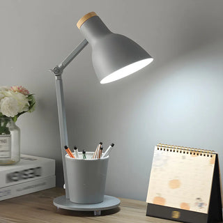 Simple Yellow Metal Adjustable Table Lamp with Pen Holder Zawala Image - 11