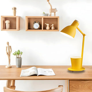 Simple Yellow Metal Adjustable Table Lamp with Pen Holder Zawala Image - 13