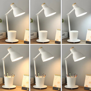 Simple Yellow Metal Adjustable Table Lamp with Pen Holder Zawala Image - 15