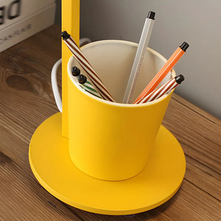 Simple Yellow Metal Adjustable Table Lamp with Pen Holder Zawala Image - 18