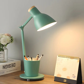 Simple Yellow Metal Adjustable Table Lamp with Pen Holder Zawala Image - 4