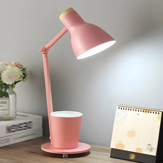 Simple Yellow Metal Adjustable Table Lamp with Pen Holder Zawala Image - 5