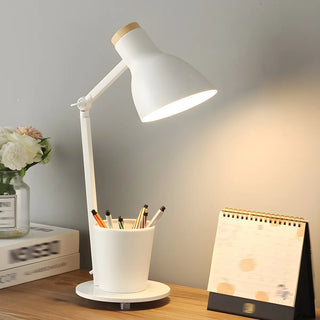 Simple Yellow Metal Adjustable Table Lamp with Pen Holder Zawala Image - 6