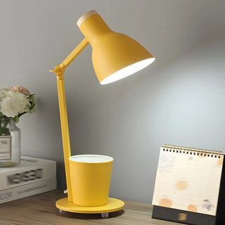 Simple Yellow Metal Adjustable Table Lamp with Pen Holder Zawala Image - 7