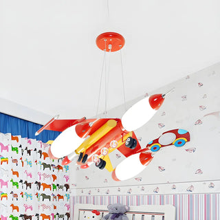 Airplane Metal Frosted Glass Kids Room Blue Chandelier Image - 9