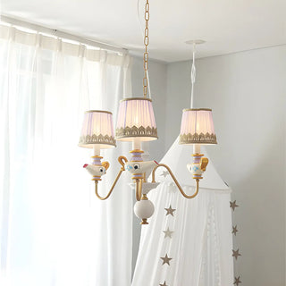 ZOWALA - Cartoon Aladdin Fabric Purple Kids Room Chandelier Image - 2