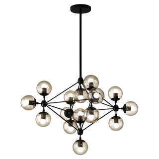 Stained Glass Globe Triangle Black Living Room Chandelier Image - 4