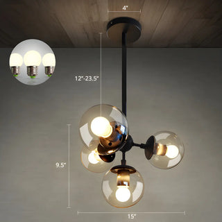 Stained Glass Globe Triangle Black Living Room Chandelier #size