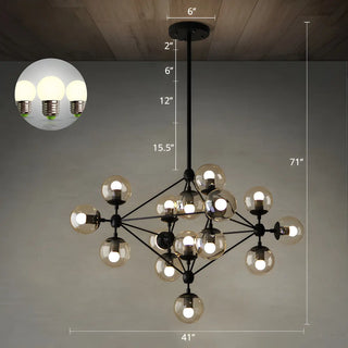 Stained Glass Globe Triangle Black Living Room Chandelier Image - 8