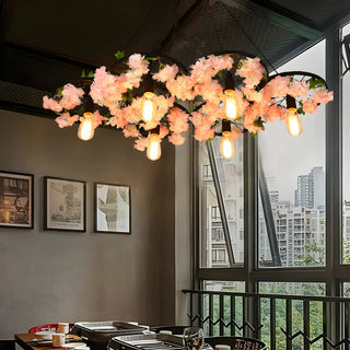 ZOWALA - Black Wagon Wheel Metal Flower Edison Bulb Chandelier Image - 1
