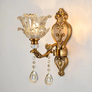 Antique Clear Glass Brass Geometric Wall Sconce Zawala Image - 11