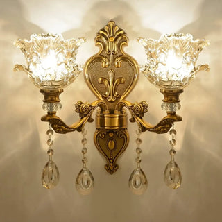 Antique Clear Glass Brass Geometric Wall Sconce Zawala Image - 13