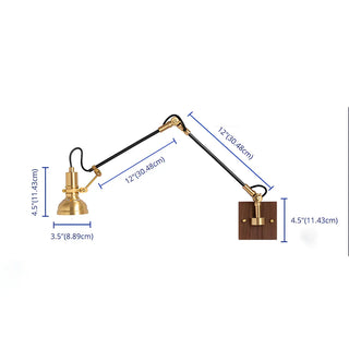 ZOWALA - Nordic Swing Arm Adjustable Metal Antique Brass Wall Sconce #size