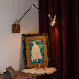 ZOWALA - Nordic Swing Arm Adjustable Metal Antique Brass Wall Sconce Image - 4