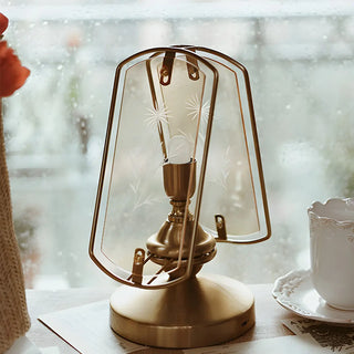 Artistic Brass Triangle Shape Glass Modern Table Lamp Zawala Image - 10