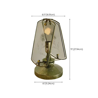 Artistic Brass Triangle Shape Glass Modern Table Lamp Zawala #size