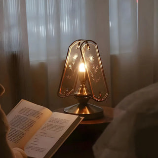 Artistic Brass Triangle Shape Glass Modern Table Lamp Zawala Image - 3