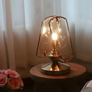 Artistic Brass Triangle Shape Glass Modern Table Lamp Zawala Image - 4