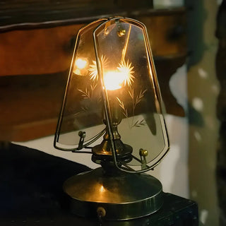 Artistic Brass Triangle Shape Glass Modern Table Lamp Zawala Image - 6