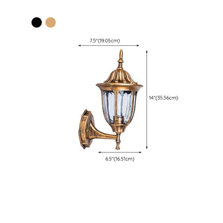Antique Geometric Bronze Clear Glass Outdoor Wall Light Zawala #size