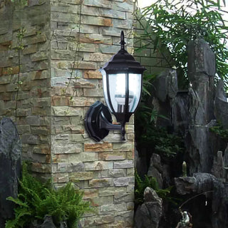 Antique Geometric Bronze Clear Glass Outdoor Wall Light Zawala Image - 4