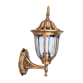 Antique Geometric Bronze Clear Glass Outdoor Wall Light Zawala Image - 5