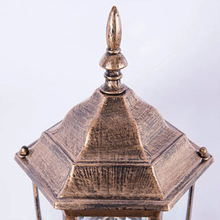 Antique Geometric Bronze Clear Glass Outdoor Wall Light Zawala Image - 9