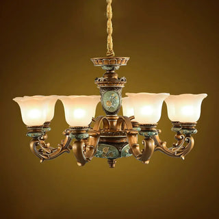 ZOWALA - Antique Bronze Frosted Flower Chandelier Image - 5