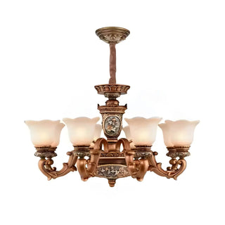 ZOWALA - Antique Bronze Frosted Flower Chandelier Image - 6