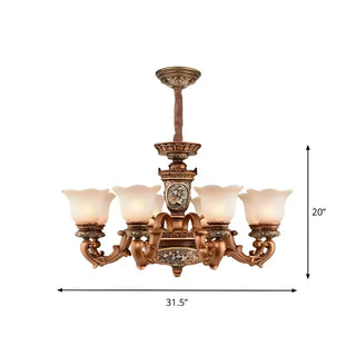 ZOWALA - Antique Bronze Frosted Flower Chandelier Image - 7