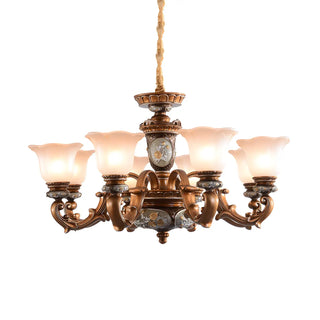 ZOWALA - Antique Bronze Frosted Flower Chandelier Image - 8