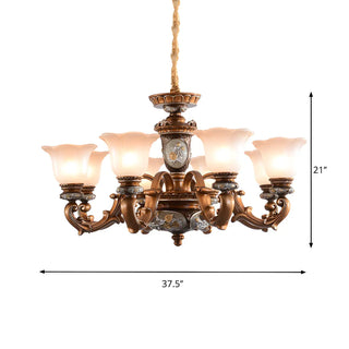 ZOWALA - Antique Bronze Frosted Flower Chandelier Image - 9