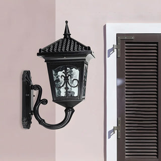 ZOWALA - Antique Carved Glass Lantern Bronze Outdoor Wall Light Image - 3