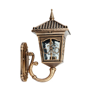 ZOWALA - Antique Carved Glass Lantern Bronze Outdoor Wall Light Image - 5