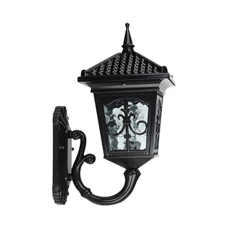 ZOWALA - Antique Carved Glass Lantern Bronze Outdoor Wall Light Image - 7